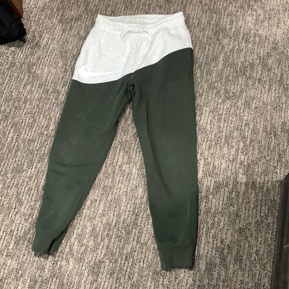 Nike Olive green and white joggers